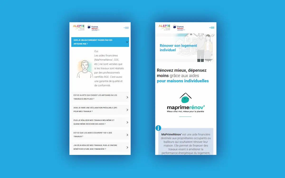 ALEPTE — site institutionnel responsive version mobile