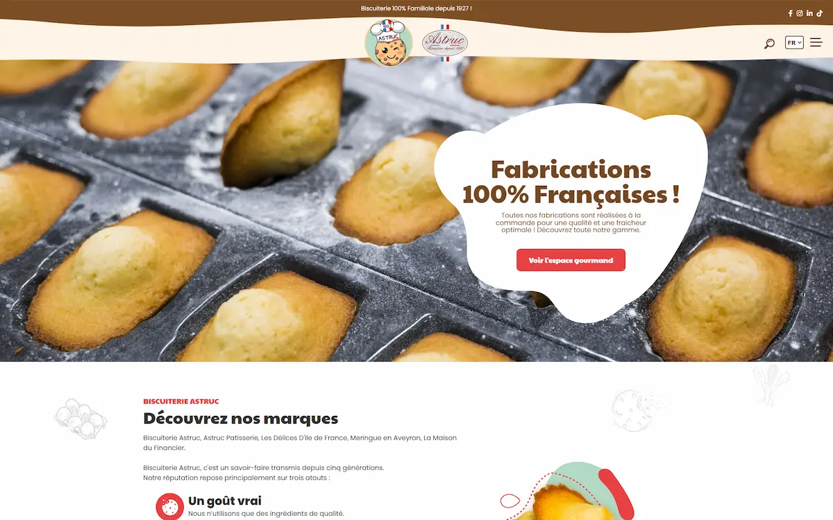 Biscuiterie Astruc — site vitrine agroalimentaire fabrication 100% française Villeparisis