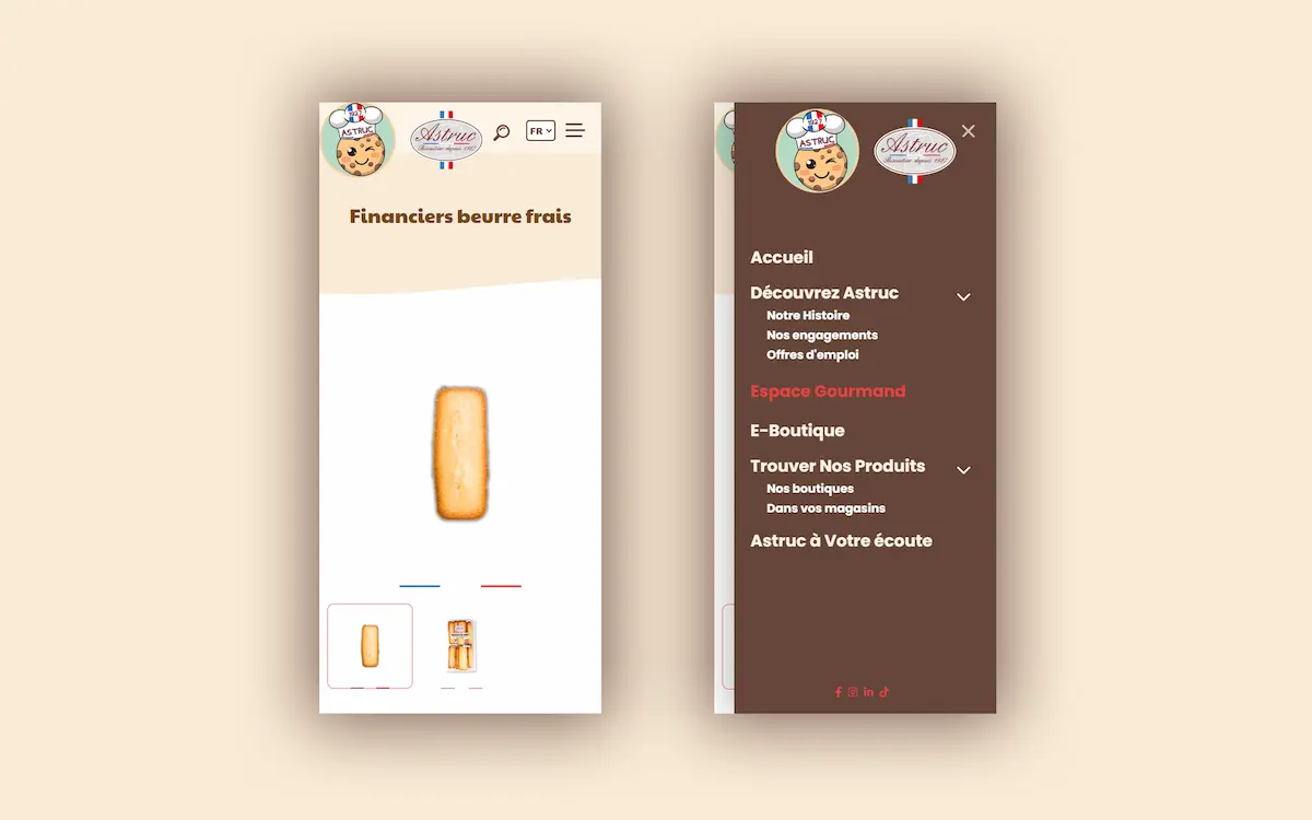 Biscuiterie Astruc — site internet responsive version mobile