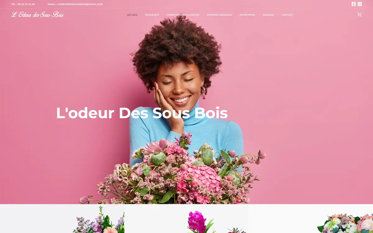 Fleuriste L'Odeur des sous-bois — refonte site e-commerce catalogue floral Lot-et-Garonne
