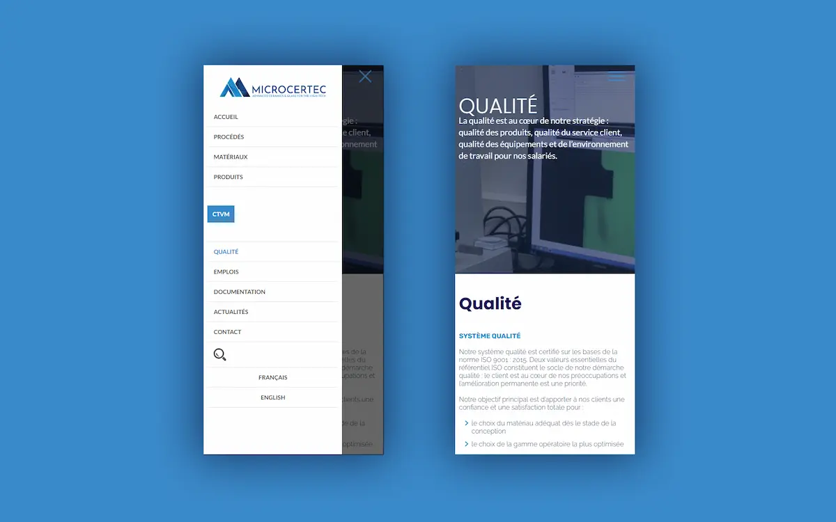 Microcertec — site internet responsive version mobile